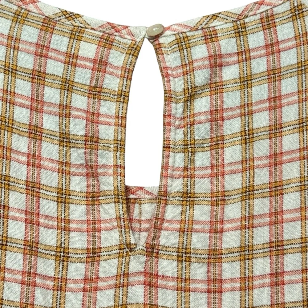 Old Navy Tiered Linen Blend Flutter Sleeve Swing Plaid Tiered Ruffle Dress - Picture 8 of 11